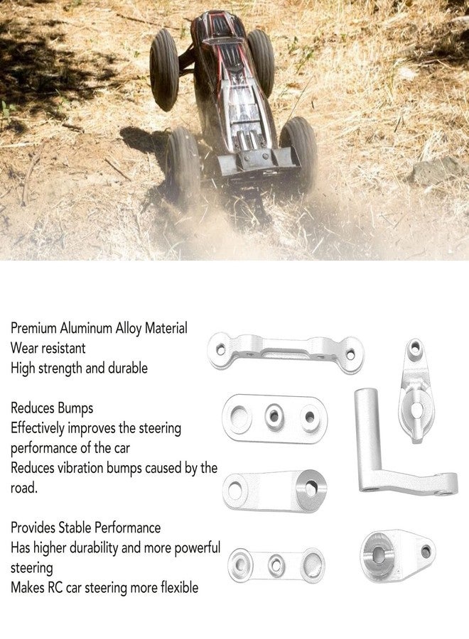 Jauarta RC Steering Assembly Aluminum Alloy Upgrade Part RC Steering Bellcrank Set for LOSI Baja Rey Rock Rey 1/10 RC Cars (Silver) - Image 4